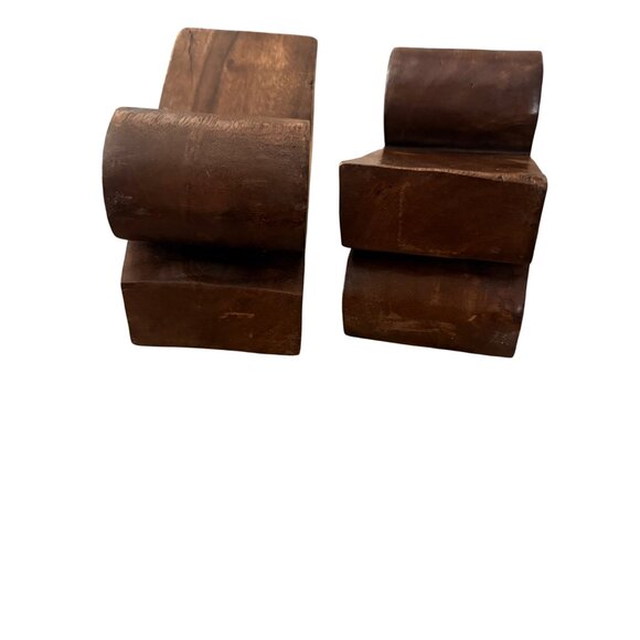 Handcrafted Solid Wood % Symbol Decorative Bookends - Picture 7 of 7
